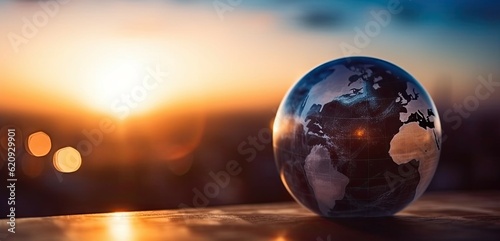 Global Communication Concept with Blurred Earth Planet in Background and Copyspace © Thares2020