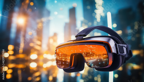 VR virtual reality glasses on orange background