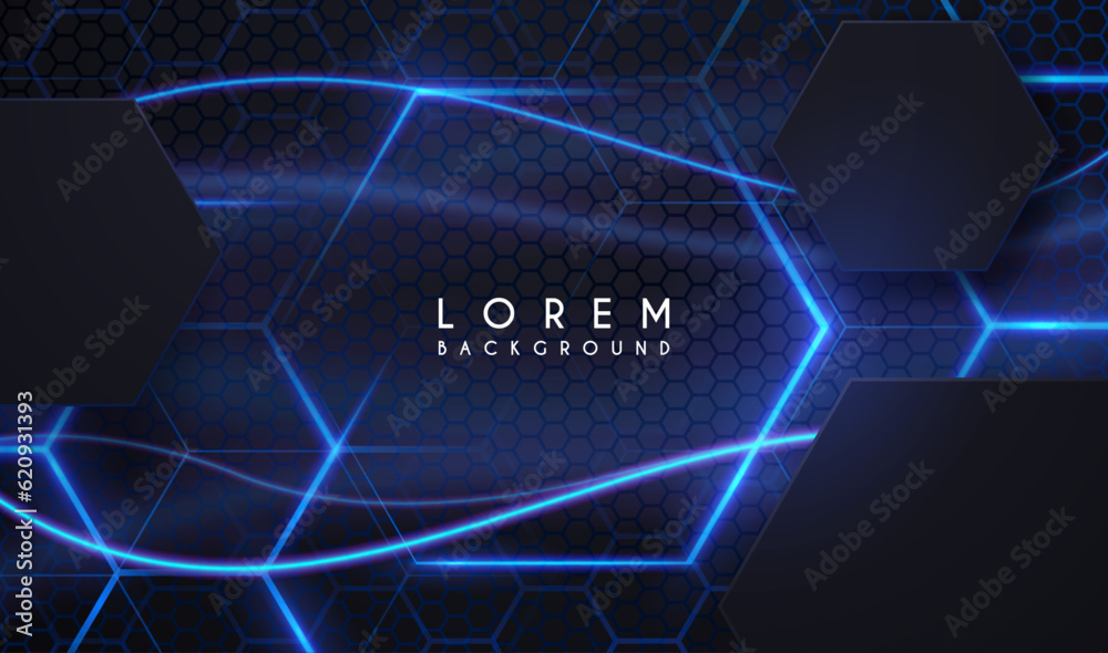 Abstract hexagonal shapes background with blue light effect Stock ...