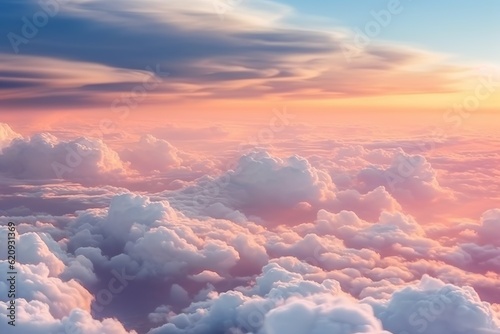Top view of beautiful pink clouds