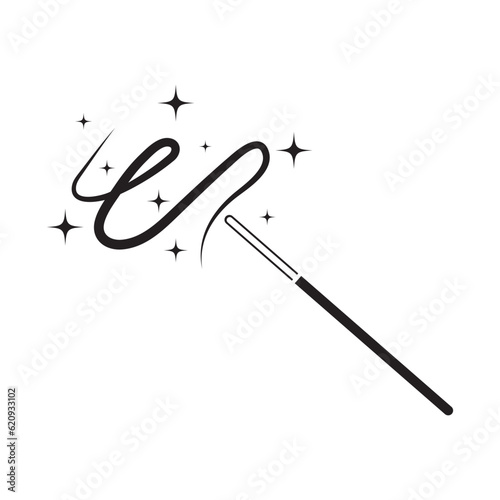 magician stick wizard icon logo vector design
