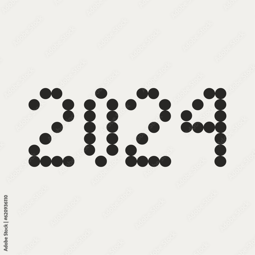 2024 typography logo design concept. Happy new year 2024. Cover of