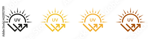 Block Solar Radiation and Ultraviolet Rays Symbol Collection. Sunblock Cream Label. Skin Protect, Danger UV Sunlight Pictogram. Sunscreen Lotion, SPF Protection Icon Set. Isolated Vector Illustration