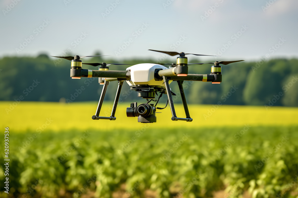 Drone flying over fields Drone flying over fields