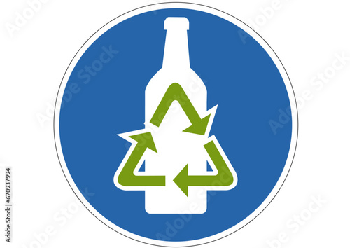 Gebotsschild Recycling Glasflaschen