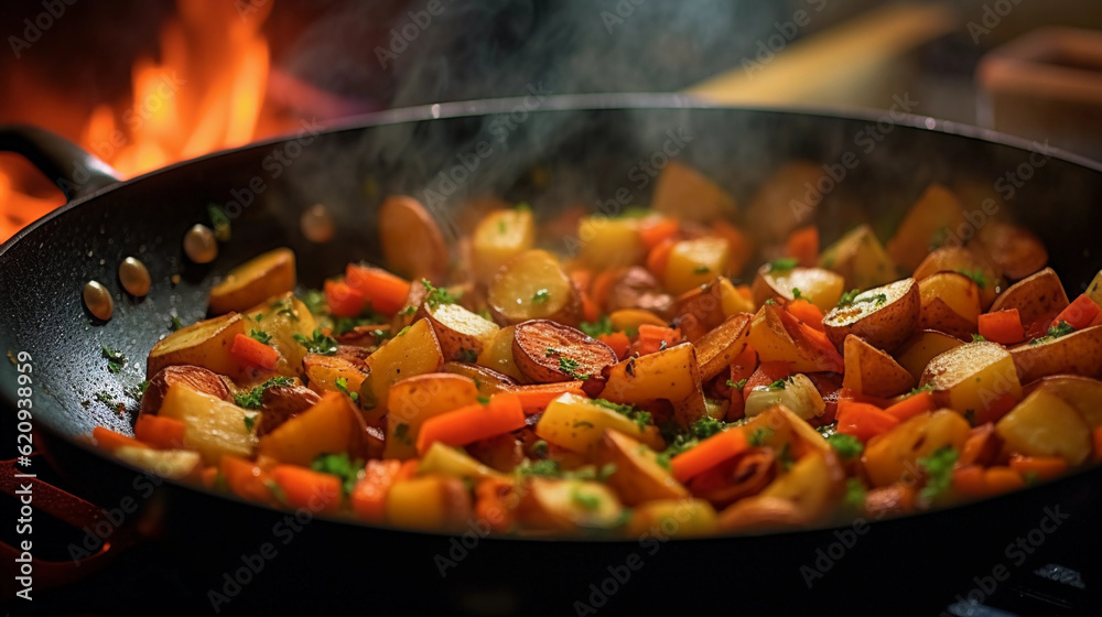 Cooking vegetables. Cooking vegetables.