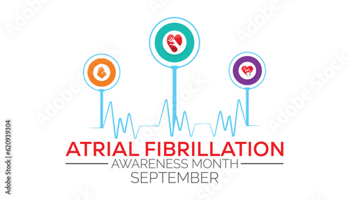 National Atrial Fibrillation (AFIB) Awareness Month is observed every year in September. banner design template Vector illustration background design.