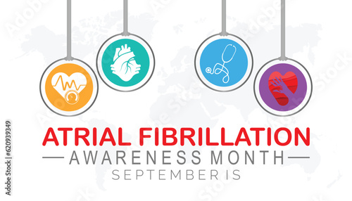 National Atrial Fibrillation (AFIB) Awareness Month is observed every year in September. banner design template Vector illustration background design.