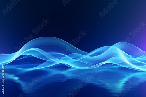 Data Technology Waves With Blue Background