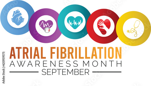 National Atrial Fibrillation (AFIB) Awareness Month is observed every year in September. banner design template Vector illustration background design.