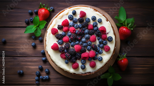  Cheese cake with vegetables or berries.
