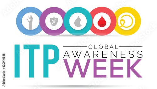 ITP (Immune thrombocytopenic purpura) awareness week is observed every year in September.  banner design template Vector illustration background design. photo