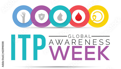 ITP (Immune thrombocytopenic purpura) awareness week is observed every year in September.  banner design template Vector illustration background design.