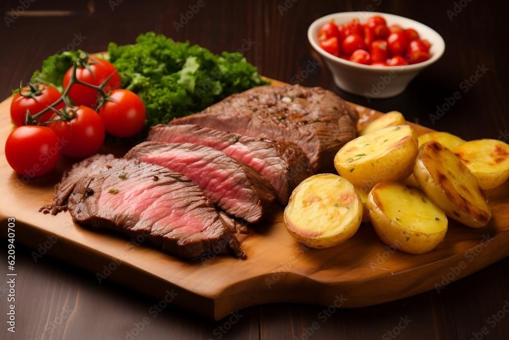 Brazilian Meat with Tomatoes and Potatoes A Traditional Delight. Generative AI