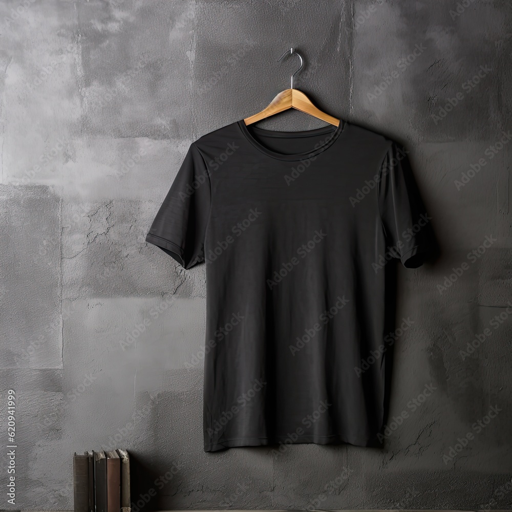Illustration of a black plain t-shirt mockup, AI-Generated Illustration of a black plain t-shirt mockup, AI-Generated