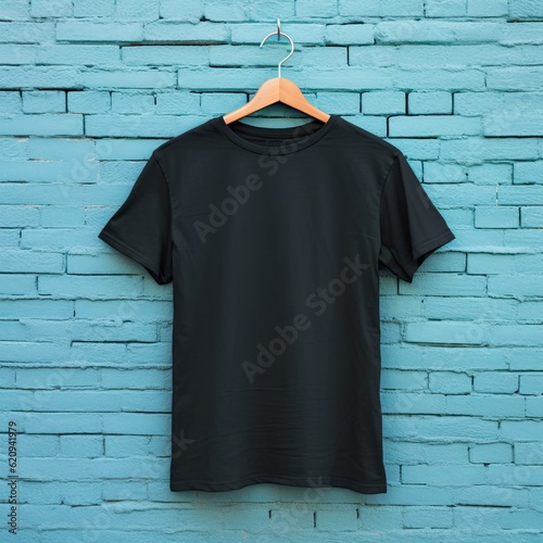 Illustration of a black plain t-shirt mockup, AI-Generated