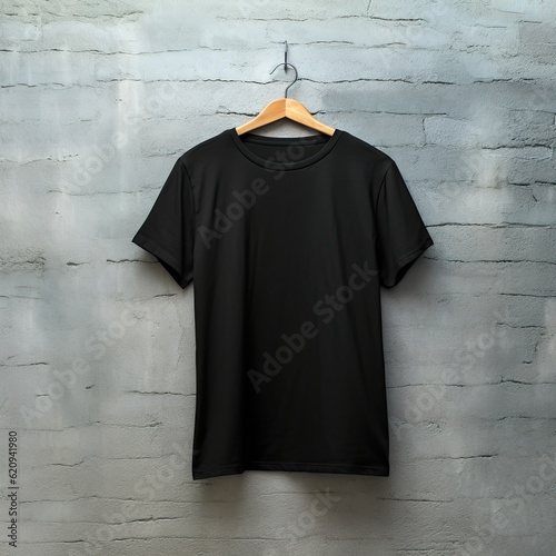 Illustration of a black plain t-shirt mockup, AI-Generated