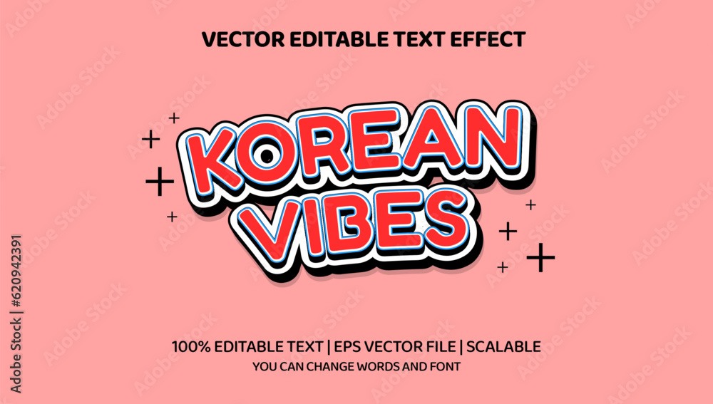 Editable text effect korean vibes 3d cartoon comic style premium vector Editable text effect korean vibes 3d cartoon comic style premium vector