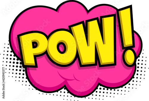 Pow Cloud speech bubble on pink 