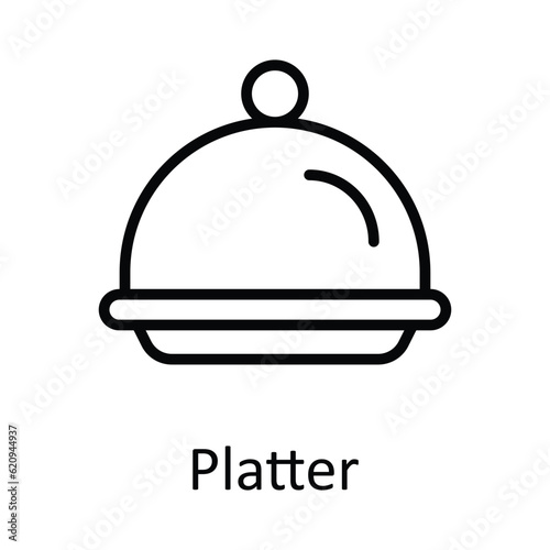 Platter Vector outline Icon Design illustration. Food and drinks Symbol on White background EPS 10 File