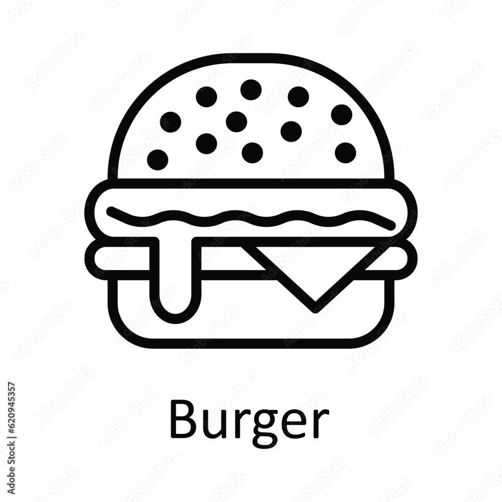 Burger Vector outline Icon Design illustration. Food and drinks Symbol on White background EPS 10 File Burger Vector outline Icon Design illustration. Food and drinks Symbol on White background EPS 10 File
