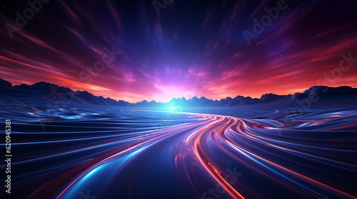 Futuristic abstract background with speed motion and glowing lines