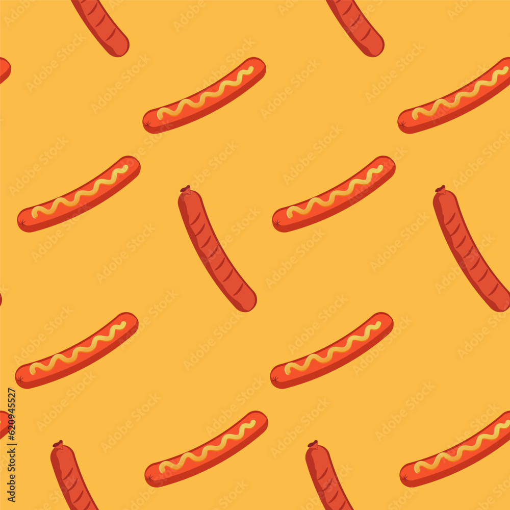 Grilled seamless sausage and mustard pattern Grilled seamless sausage and mustard pattern