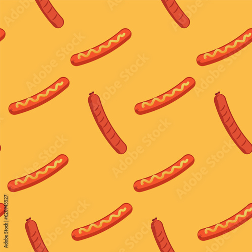 Grilled seamless sausage and mustard pattern