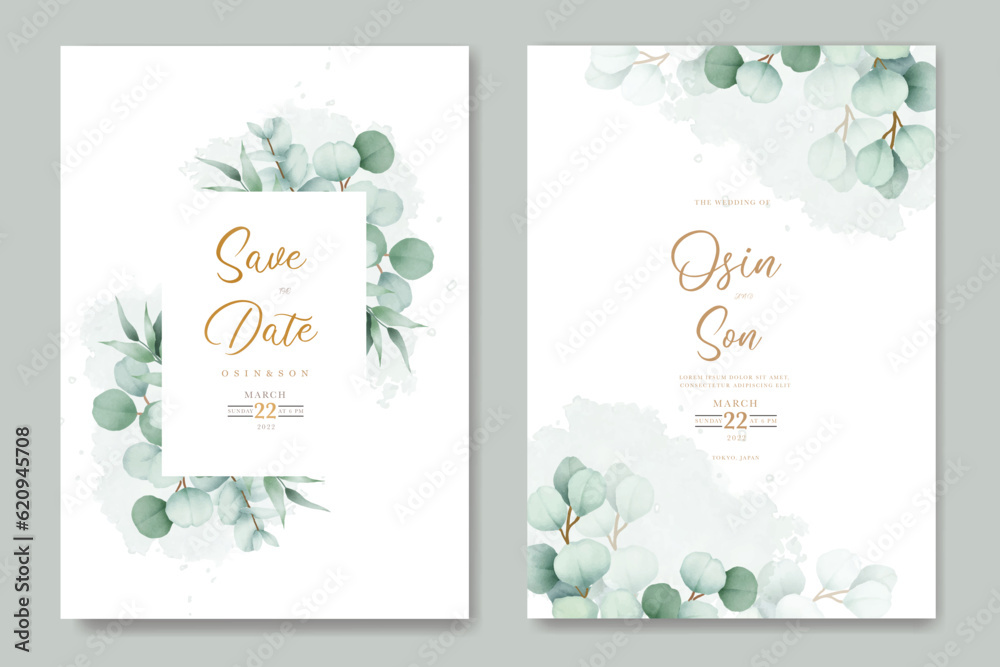 eucalyptus leaf wedding invitation card 