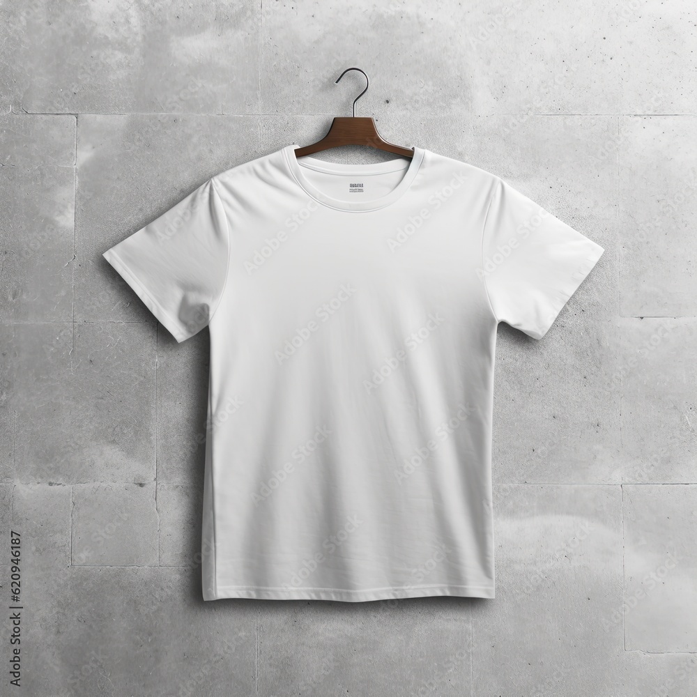 Illustration of a white plain t-shirt mockup, AI Generated.. Illustration of a white plain t-shirt mockup, AI Generated..