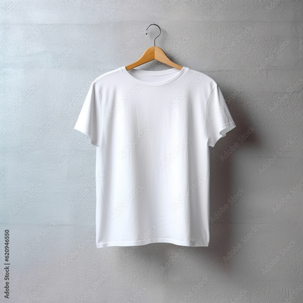 Illustration of a white plain t-shirt mockup, AI Generated. Illustration of a white plain t-shirt mockup, AI Generated.