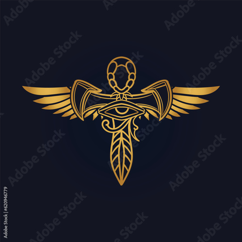 Ankh Sun God Ra Egyptian wings