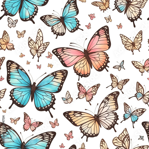 Beautiful butterfly seamless pattern, vintage style illustration. © Cobalt