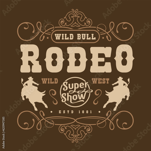 Bull rodeo colorful vintage sticker