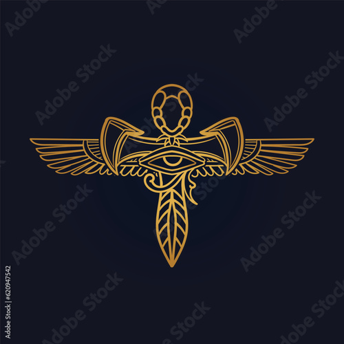 Ankh Sun God Ra Egyptian wings