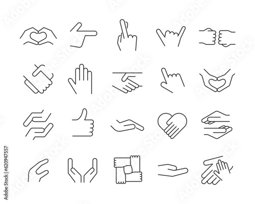 Gesture Icons - Vector Line. Editable Stroke.