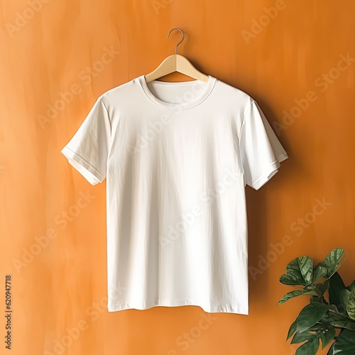 Illustration of a white plain t-shirt mockup, AI Generated
