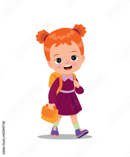 cute boy walking to school