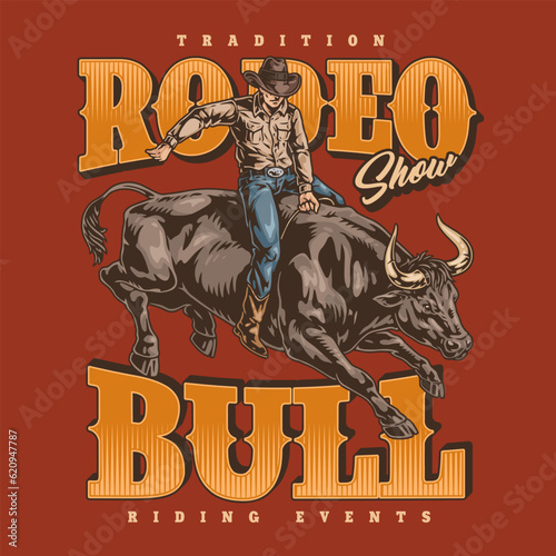 Traditional rodeo show poster colorful