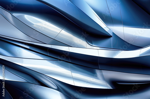 Abstract bluish futuristic metal aluminum architecture
