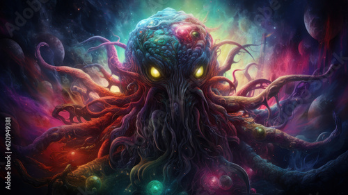 octopus monster in colorful world