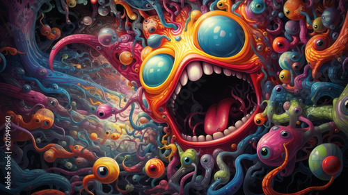 octopus monster in colorful world