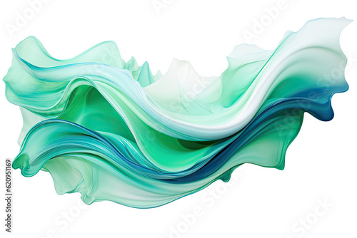 a unique cascade of mint green and seafoam blue abstract shape, generative ai