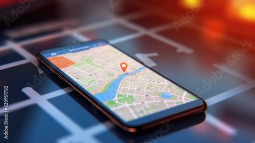 Smartphone with GPS navigator Generative AI