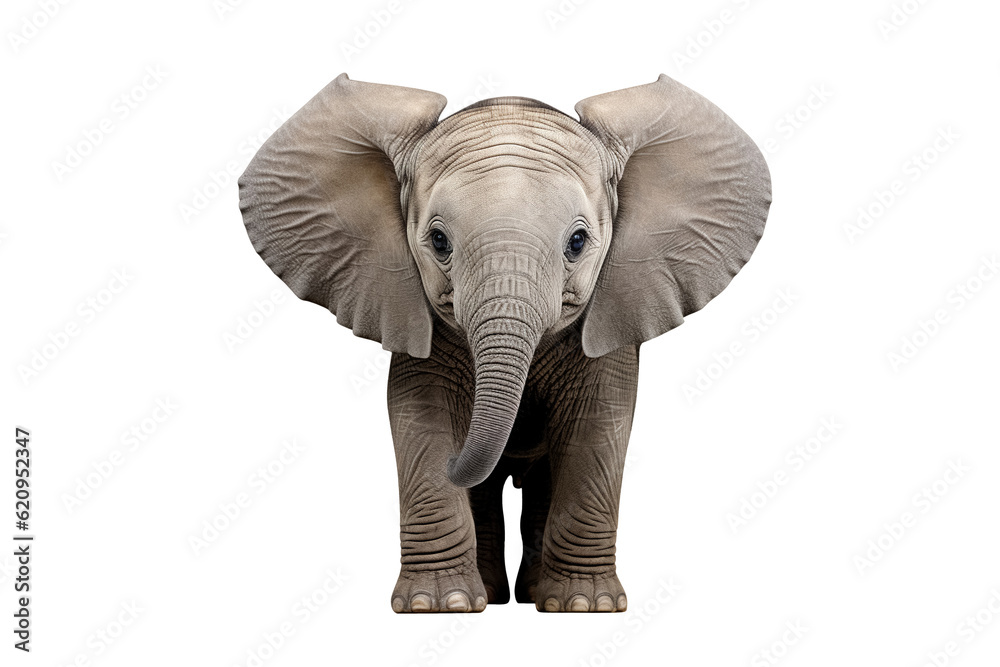 baby elephant isolated on transparent background, Generative Ai