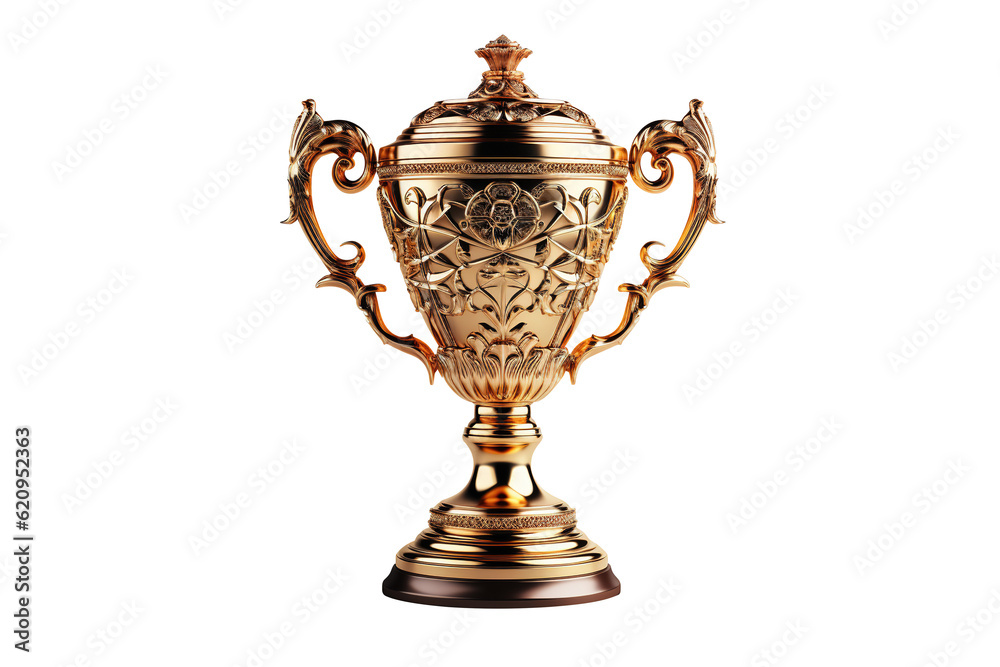 Golden trophy isolated on transparent background, Generative Ai Golden trophy isolated on transparent background, Generative Ai
