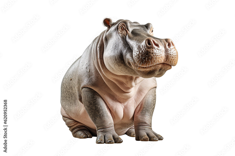 Obraz premium hippo isolated on transparent background, Generative Ai