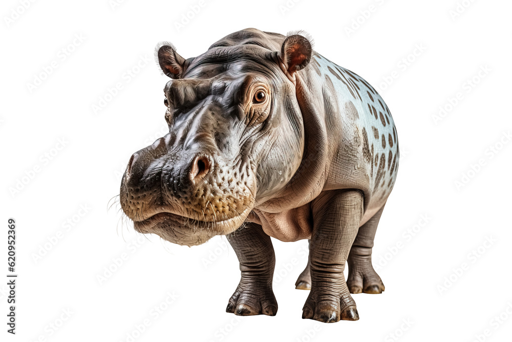 Fototapeta premium hippo isolated on transparent background, Generative Ai