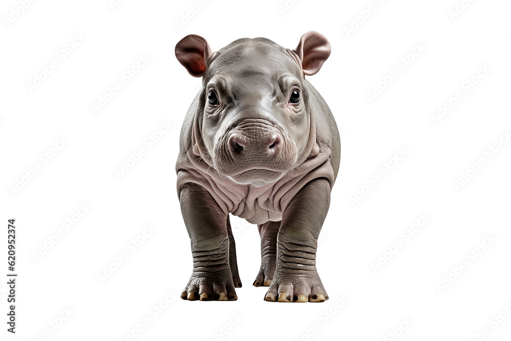 baby hippo isolated on transparent background, Generative Ai