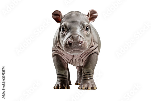 baby hippo isolated on transparent background  Generative Ai